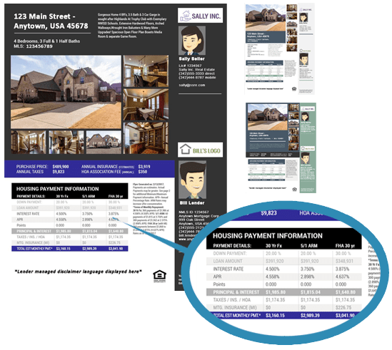 RatePlug property flyers with real-time mortgage payments