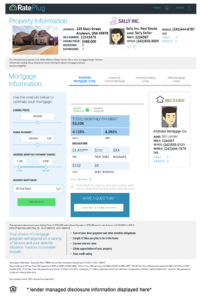RatePlug property information panel with financing details